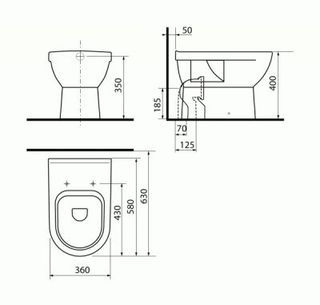 Чаша приставного унитаза Jika Mio 2571.6