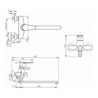 Смеситель для ванны Bravat Line F65299C-LB-RUS с душем
