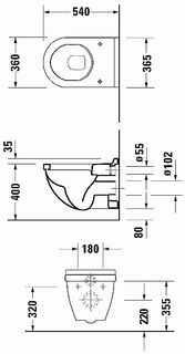 Унитаз подвесной Duravit Starck 3 (2200090000 / 42000900A1) с микролифтом