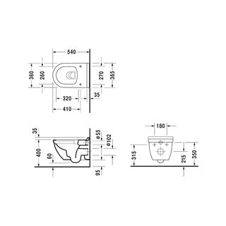 Унитаз подвесной Duravit Starck 3 Rimless (45270900A1) безободковый с микролифтом