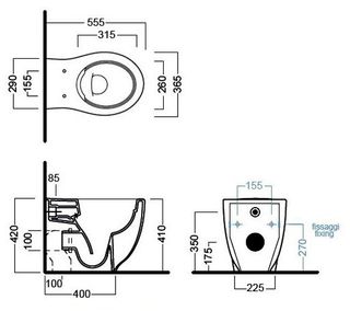 Чаша приставного унитаза Hatria LeFiabe Y1E701 безободковая