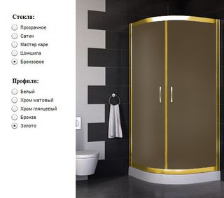 Шторка на ванну Vegas ZV 0180 09 05 профиль золото стекло бронза