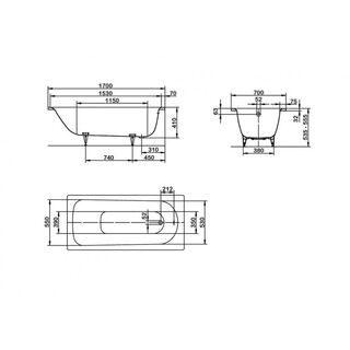 Ванна стальная Kaldewei Saniform Plus 363-1 (111800013001) 170х70 easy clean