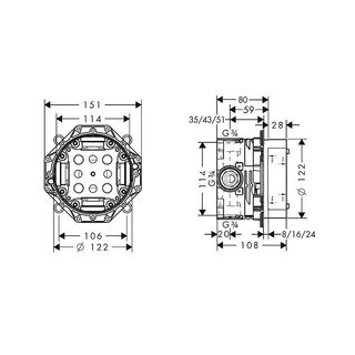 Скрытая часть Hansgrohe Ibox universal 01800180