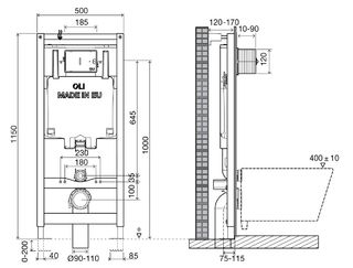 Инсталляция для подвесного унитаза OLI 80 (300573) пневматика