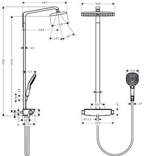 Душевая система Hansgrohe Raindance Select Showerpipe 360 27112400
