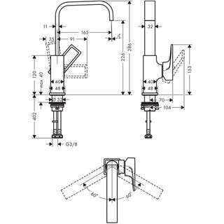 Смеситель для раковины Hansgrohe Metropol Loop 230 74511000