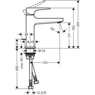 Смеситель для раковины Hansgrohe Metropol Lever 110 32506000