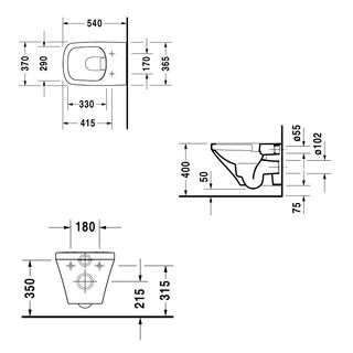 Чаша подвесного унитаза Duravit DuraStyle Rimless 2538090000