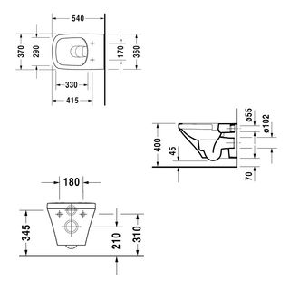 Унитаз подвесной Duravit DuraStyle Rimless 45510900A1 с микролифтом
