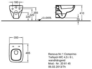 Чаша подвесного унитаза Geberit Renova Nr.1 Comprimo New 206145000R с микролифтом
