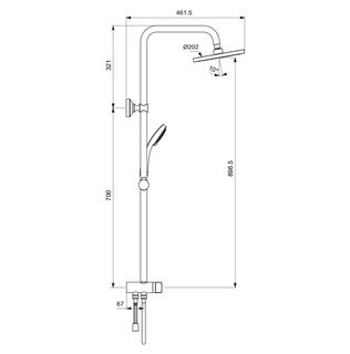 Душевая стойка Vidima Balance BA274AA (монтаж с настенным смесителем)