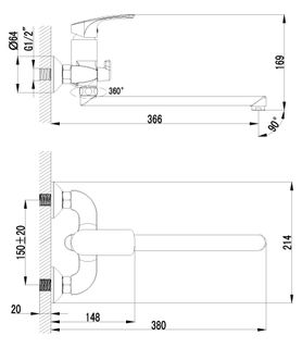 Смеситель для ванны Lemark Shape LM1751C с плоским изливом 300 мм