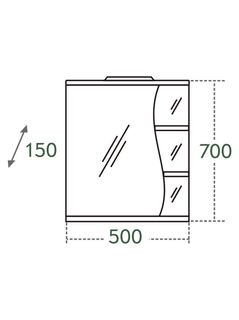 Зеркало СанТа Волна 50 со светильником правое (101008)