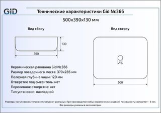Раковина Gid Nc366 накладная