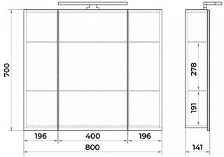 Зеркальный шкаф Diborg Lande Q (77.2105) 80 см