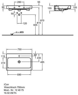 Раковина Geberit iCon 124090000 (90 см)