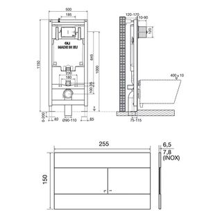 Инсталляция для подвесного унитаза OLI 80 (300572mSl00) кнопка слива SLIM хром глянец