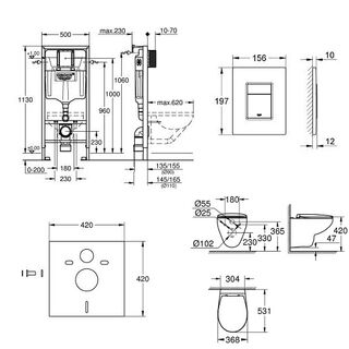 Комплект унитаз с инсталляцией Grohe Solido 39586000 (комплект 5 в 1) безободковый