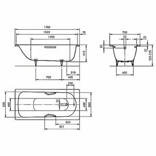 Ванна стальная Kaldewei Saniform Plus Star 336 (133630003001) 170x75 Anti-slip+Easy-Clean