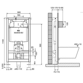 Инсталляция для подвесного унитаза OLI74 Plus 880785 (152978) Sanitarblock (механика, OLIpure)