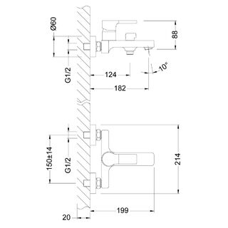 Смеситель для ванны Lemark Aura LM0614C