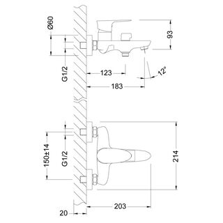 Смеситель для ванны Lemark Nero LM0214C