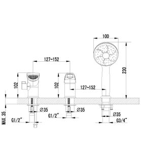 Смеситель для ванны Lemark Omega LM3145C на борт
