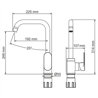 Смеситель для кухни WasserKRAFT Elbe 7400 (A7407) чёрный