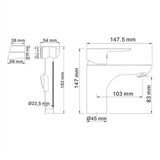 Смеситель встраиваемый WasserKRAFT Leine 3508 с гигиенической лейкой