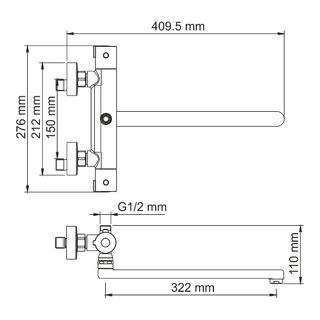 Смеситель для ванны WasserKRAFT Berkel 4822L Thermo