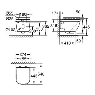 Унитаз подвесной Grohe Euro Ceramic 39554000 безободковый (микролифт)