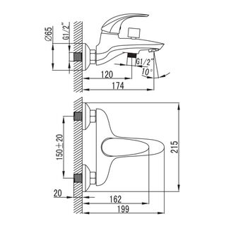 Смеситель для ванны Iddis Leaf (LEASB00I02WA)