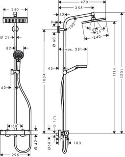 Душевая система Hansgrohe Crometta E 240 1jet Showerpipe 27271000 (240 мм)