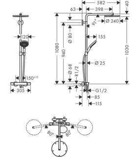 Душевая система Hansgrohe Raindance Select S Showerpipe 240 1 jet (27633000)