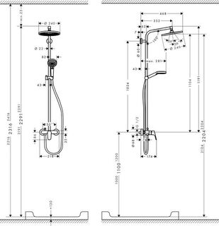Душевая система Hansgrohe Crometta S 240 1jet Showerpipe (27269000) (240 мм)