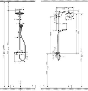 Душевая система Hansgrohe Crometta S 240 1jet Showerpipe (27267000) (240 мм)