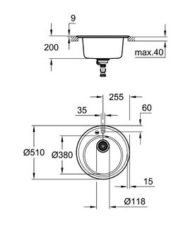 Мойка кухонная Grohe K200 (31656AT0) гранитная, серая