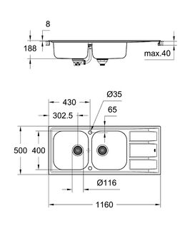 Мойка кухонная Grohe K400 (31587SD0)