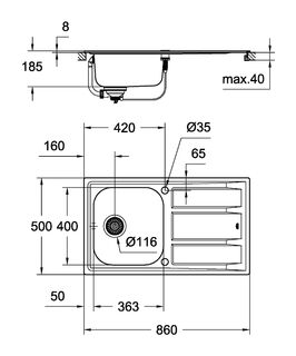 Мойка кухонная Grohe K400 (31566SD0)