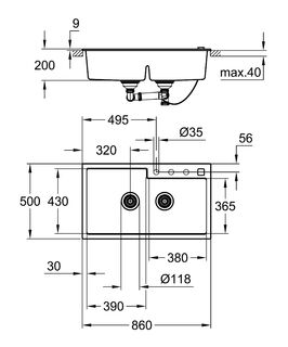 Мойка кухонная Grohe K500 (31649AP0) гранитная, черная