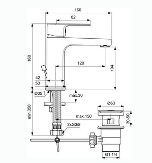 Комплект смесителей Ideal Standard Esla 3 в 1 BC264AA