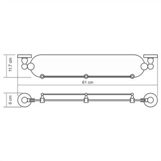 Полка стеклянная Wasserkraft Diemel K-2200 (K-2244) (61 см) настенная