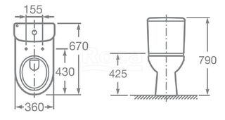 Унитаз напольный Roca Access (34P23800Y) с крышкой-сиденьем микролифт (горизонтальный выпуск)