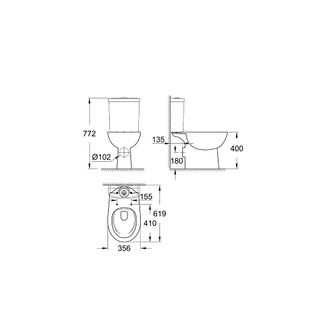 Чаша напольного унитаза Grohe BauCeramic 39349000 безободковая