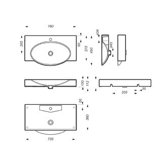 Раковина накладная Sanita Lux Infinity (INF76SLWB01) (76 см)