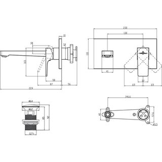 Смеситель для раковины Villeroy & Boch Architectura Square (TVW12500300061) настенный