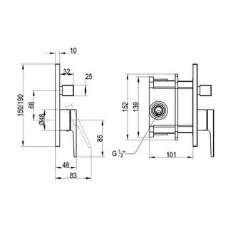 Смеситель для ванны Villeroy & Boch Subway 2.0 (TVS10235300061) скрытого монтажа