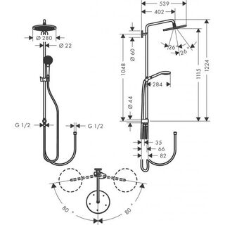 Душевая система Hansgrohe Croma Select S 280 1jet (26793000)