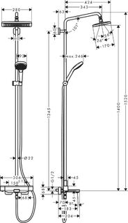 Душевая система Hansgrohe Croma E Showerpipe 280 1jet (27687000)